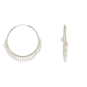 Silver Plated Chandbali Hoop Earrings Handcrafted With Pearl For Women & Girls 2