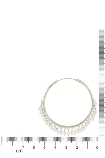 Silver Plated Chandbali Hoop Earrings Handcrafted With Pearl For Women & Girls