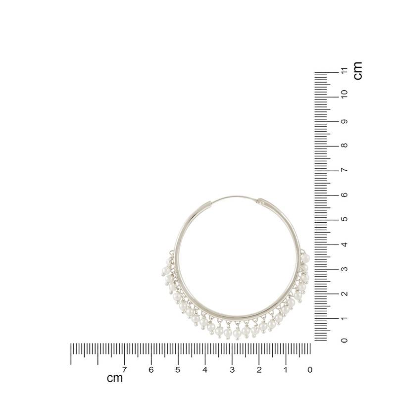 Silver Plated Chandbali Hoop Earrings Handcrafted With Pearl For Women & Girls