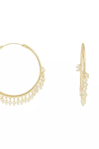 Chandbali Hoop Earrings Handcrafted With Pearl For Women & Girls