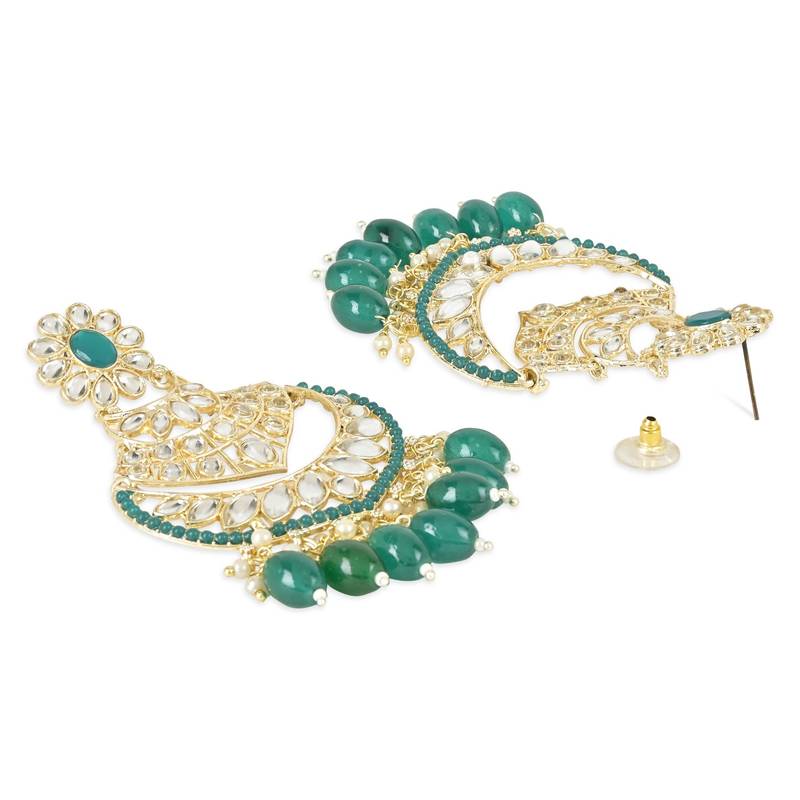 Traditional Handcrafted Pearl Kundan Beaded Chandbali Earrings for Women & Girls 