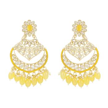 Traditional Handcrafted Pearl Kundan Beaded Chandbali Earrings for Women & Girls  1
