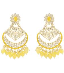 Traditional Handcrafted Pearl Kundan Beaded Chandbali Earrings for Women & Girls 