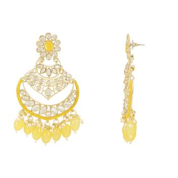 Traditional Handcrafted Pearl Kundan Beaded Chandbali Earrings for Women & Girls  2