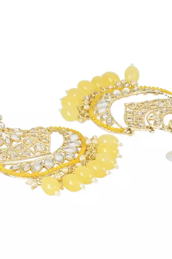 Traditional Handcrafted Pearl Kundan Beaded Chandbali Earrings for Women & Girls 