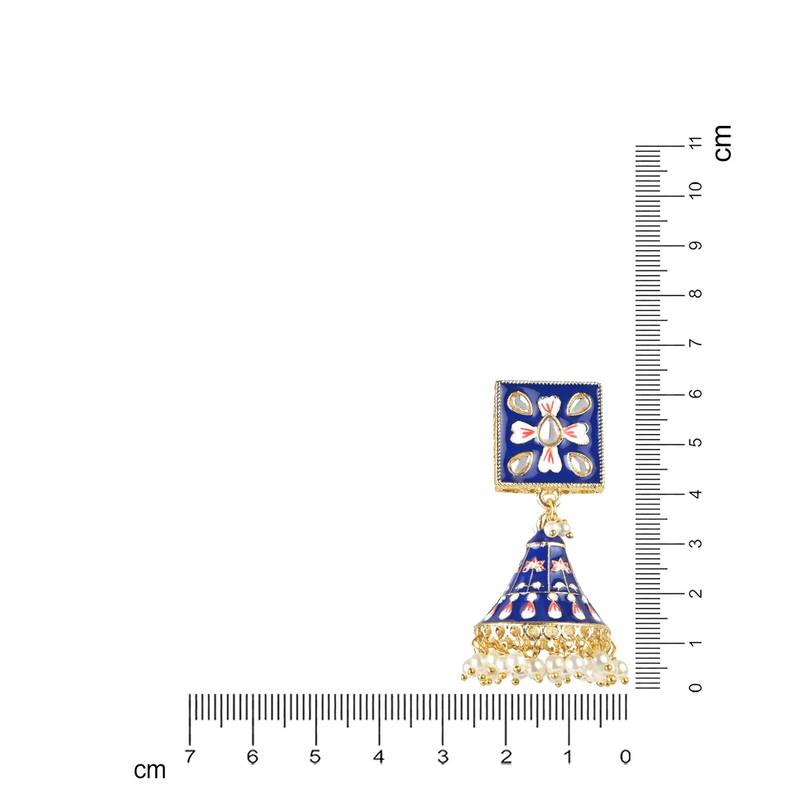 Traditional Meenakari Kundan Studded Pearl Dangle Jhumki Earrings For Women & Girls 