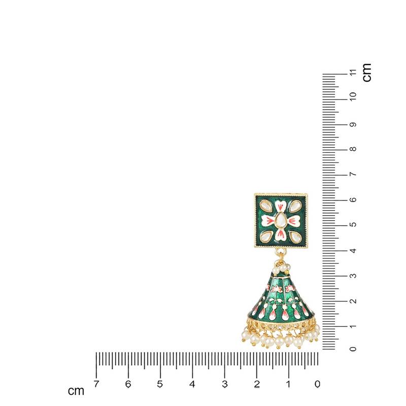 Traditional Meenakari Kundan Studded Pearl Dangle Jhumki Earrings For Women & Girls 