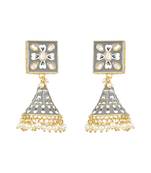 Traditional Meenakari Kundan Studded Pearl Dangle Jhumki Earrings For Women & Girls 