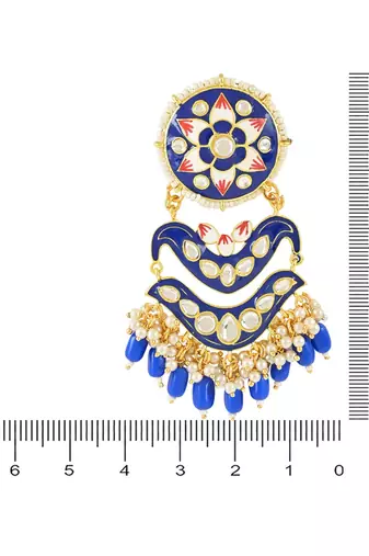 Traditional Handcrafted Meenakari Pearl Kundan Beaded Earring For Women & Gilrs (E3133Bl)