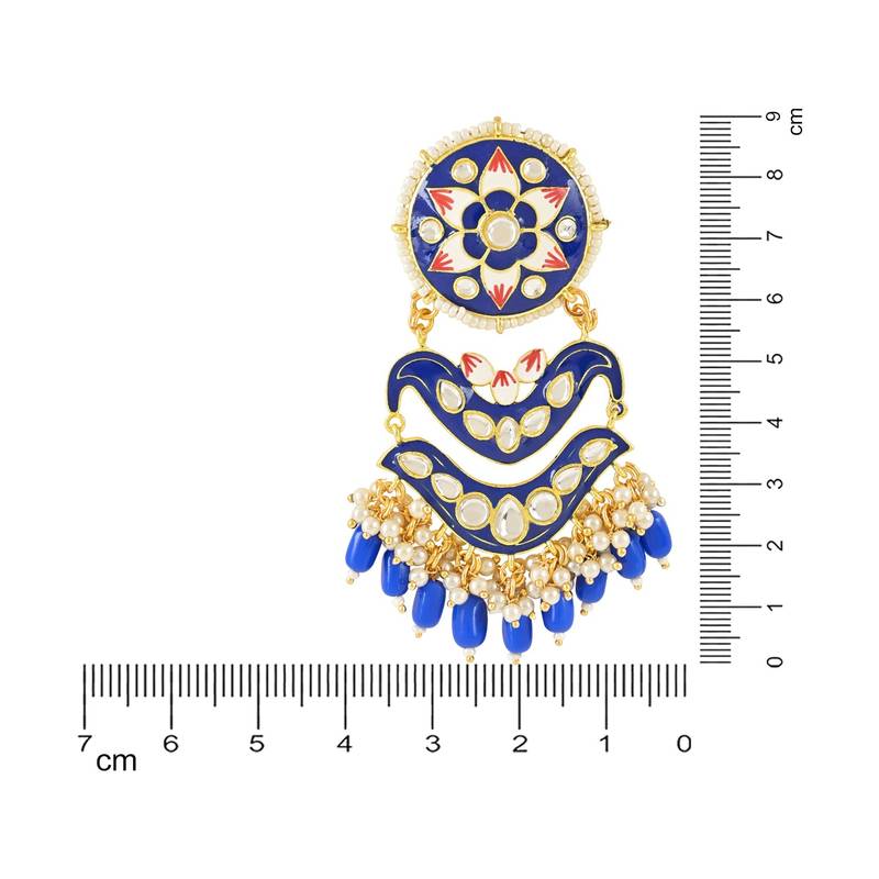 Traditional Handcrafted Meenakari Pearl Kundan Beaded Earring For Women & Gilrs (E3133Bl)