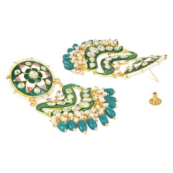 Traditional Handcrafted Meenakari Pearl Kundan Beaded Earring For Women & Gilrs  2