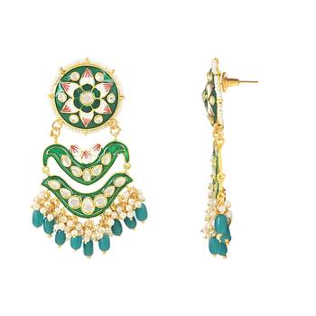 Traditional Handcrafted Meenakari Pearl Kundan Beaded Earring For Women & Gilrs  3