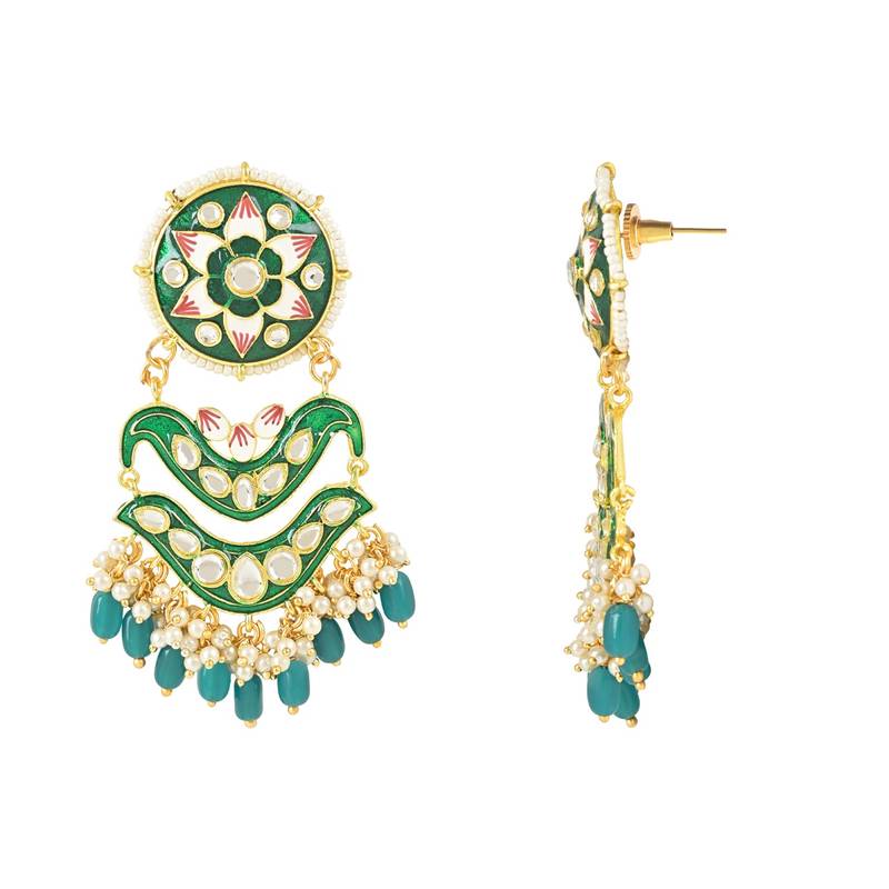 Traditional Handcrafted Meenakari Pearl Kundan Beaded Earring For Women & Gilrs 