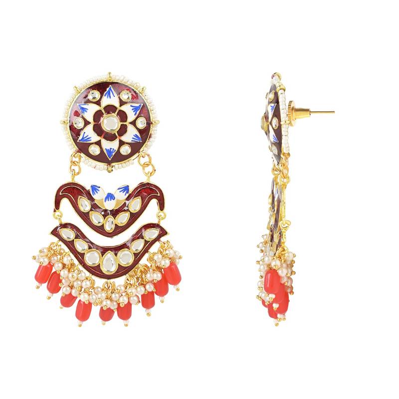 Traditional Handcrafted Meenakari Pearl Kundan Beaded Earring For Women & Gilrs 