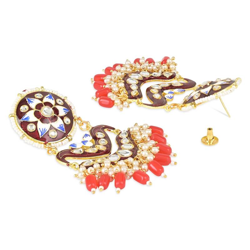 Traditional Handcrafted Meenakari Pearl Kundan Beaded Earring For Women & Gilrs 
