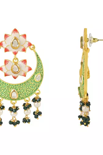 Traditional Handcrafted Meenakari Pearl Kundan Beaded Chandbali Earring For Women & Gilrs 