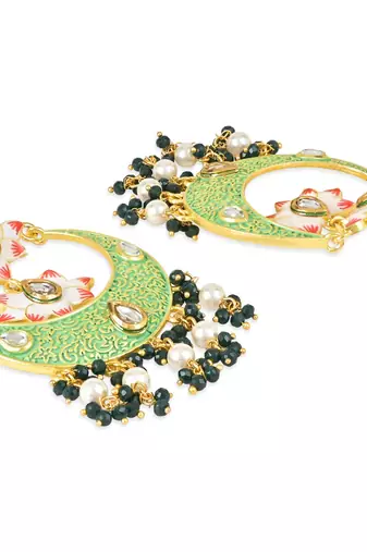 Traditional Handcrafted Meenakari Pearl Kundan Beaded Chandbali Earring For Women & Gilrs 
