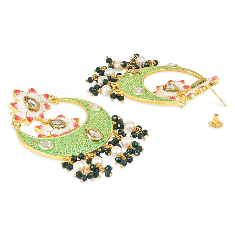 Traditional Handcrafted Meenakari Pearl Kundan Beaded Chandbali Earring For Women & Gilrs 