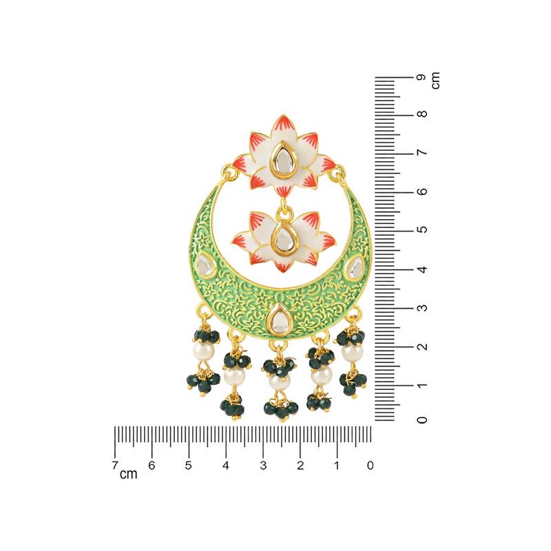 Traditional Handcrafted Meenakari Pearl Kundan Beaded Chandbali Earring For Women & Gilrs 