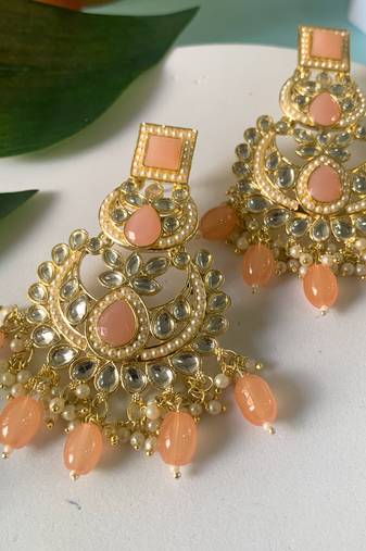Traditional Kundan Pearl Chandbali Earrings For Women/Girls (E3135Pe)