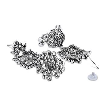 Navratri Ethnic Silver Oxidised Afghani Style Trending Jhumka Earrings For Women & Girls  2