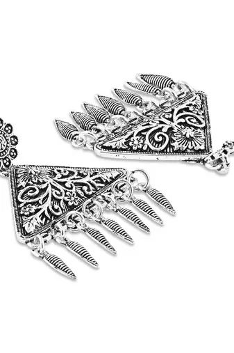 Navratri Ethnic Silver Oxidized Afghani Style Trending Earrings For Women & Girls 