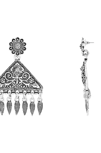 Navratri Ethnic Silver Oxidized Afghani Style Trending Earrings For Women & Girls 