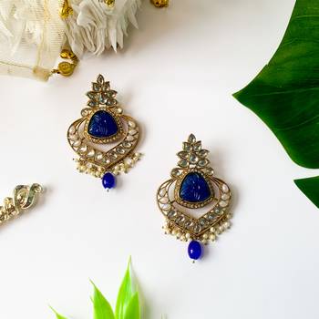Traditional Kundan Pearl Chandbali Earrings For Women And Girls  1