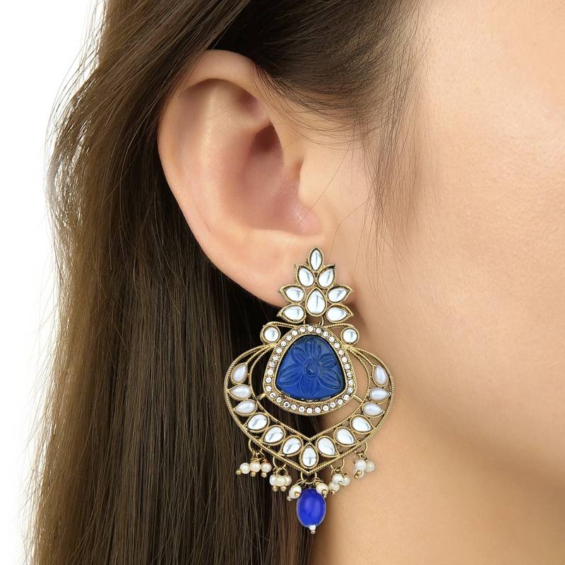 Traditional Kundan Pearl Chandbali Earrings For Women And Girls 
