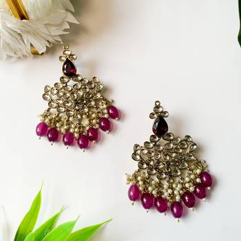 Traditional Kundan Pearl Chandbali Earrings For Women And Girls  1