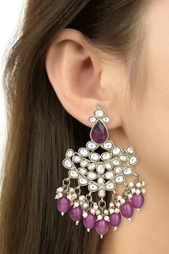 Traditional Kundan Pearl Chandbali Earrings For Women And Girls 