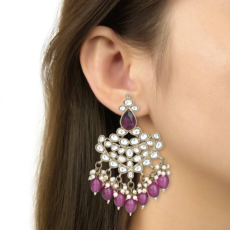 Traditional Kundan Pearl Chandbali Earrings For Women And Girls 