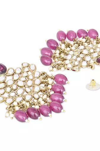 Traditional Kundan Pearl Chandbali Earrings For Women And Girls 