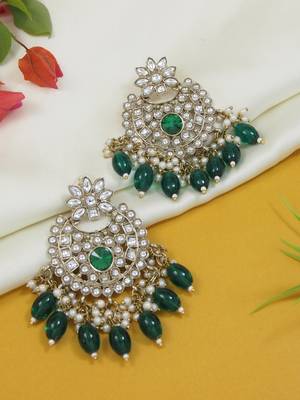 Traditional Kundan Pearl Chandbali Earrings For Women And Girls  1