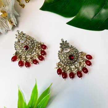 Traditional Kundan Pearl Chandbali Earrings For Women And Girls  1