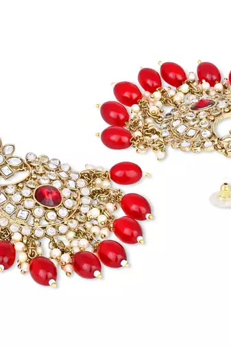 Traditional Kundan Pearl Chandbali Earrings For Women And Girls 