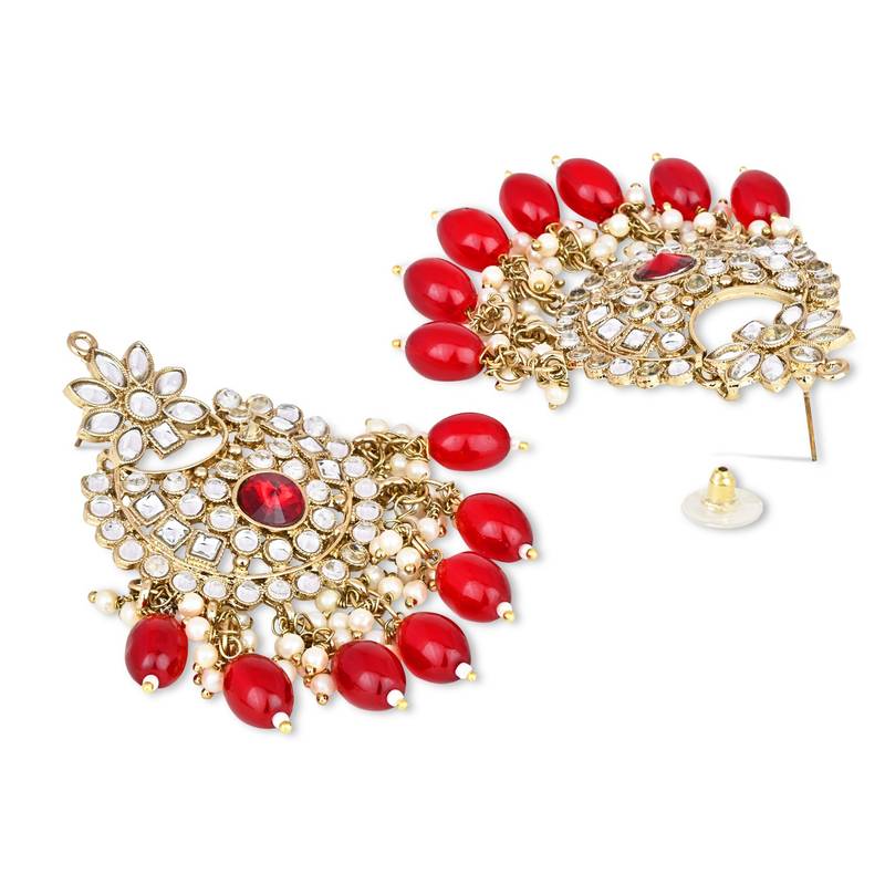 Traditional Kundan Pearl Chandbali Earrings For Women And Girls 