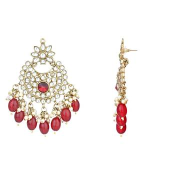 Traditional Kundan Pearl Chandbali Earrings For Women And Girls  3