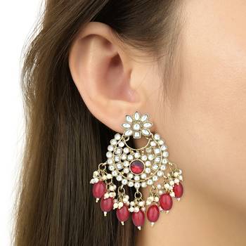 Traditional Kundan Pearl Chandbali Earrings For Women And Girls  4