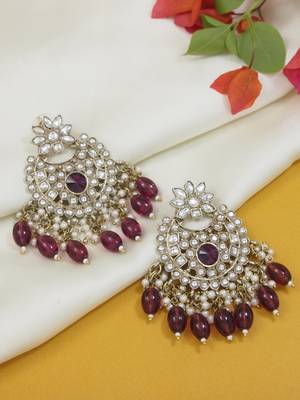 Traditional Kundan Pearl Chandbali Earrings For Women And Girls  1