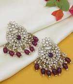 Traditional Kundan Pearl Chandbali Earrings For Women And Girls