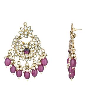 Traditional Kundan Pearl Chandbali Earrings For Women And Girls  2