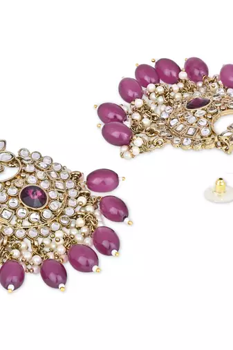 Traditional Kundan Pearl Chandbali Earrings For Women And Girls 