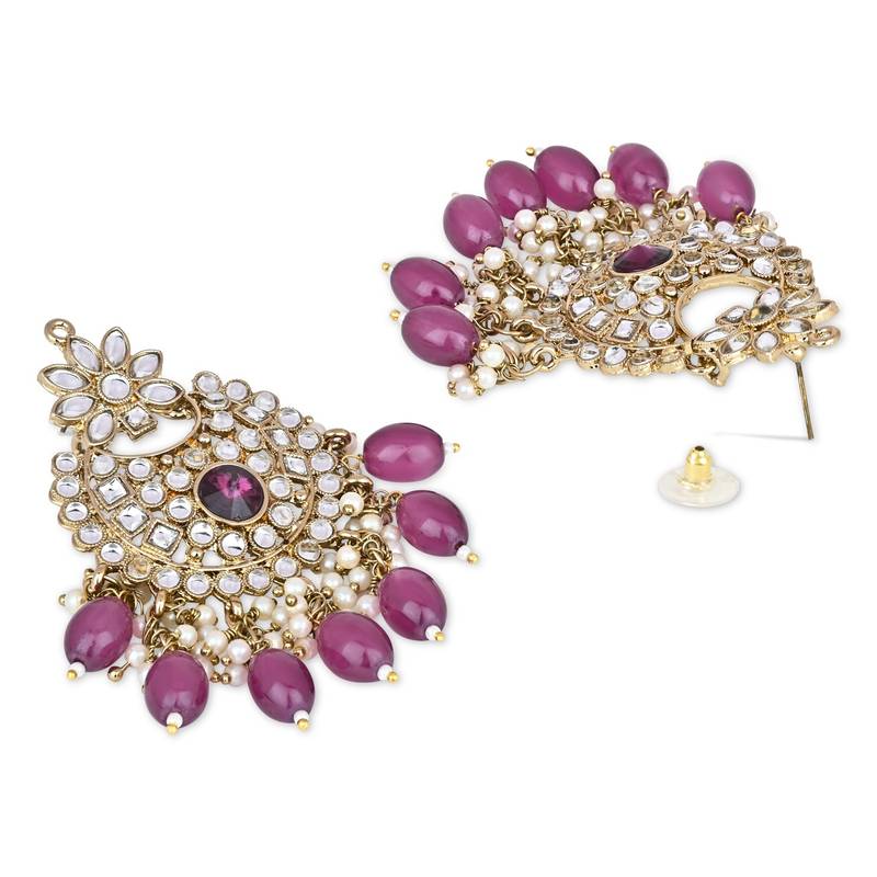 Traditional Kundan Pearl Chandbali Earrings For Women And Girls 