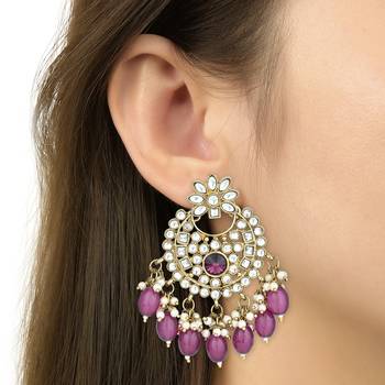 Traditional Kundan Pearl Chandbali Earrings For Women And Girls  4