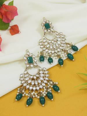 Traditional Kundan Pearl Chandbali Earrings For Women And Girls  1