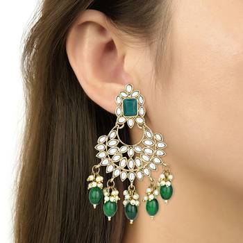 Traditional Kundan Pearl Chandbali Earrings For Women And Girls  4