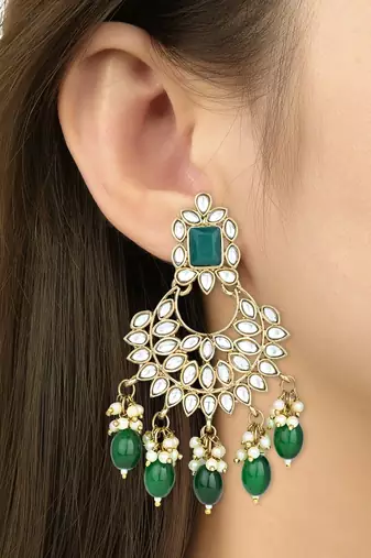 Traditional Kundan Pearl Chandbali Earrings For Women And Girls 