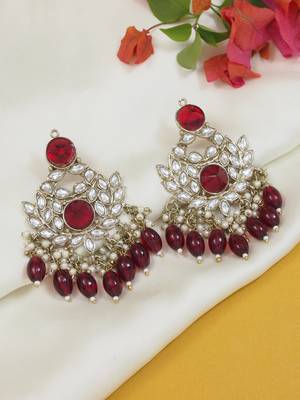 Traditional Kundan Pearl Chandbali Earrings For Women And Girls  1