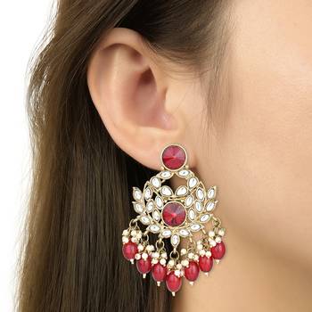 Traditional Kundan Pearl Chandbali Earrings For Women And Girls  4